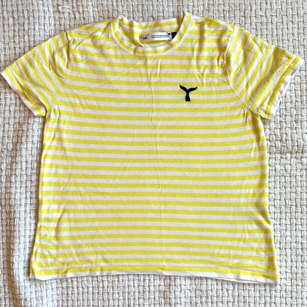 TWIK | White & yellow 🐳 lined T-Shirt - Twik